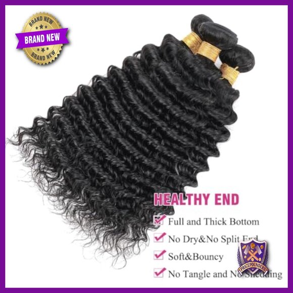 Brazilian Deep Wave Human Hair Bundles 3 Pack 14-18 Inch Virgin Hair main image 4